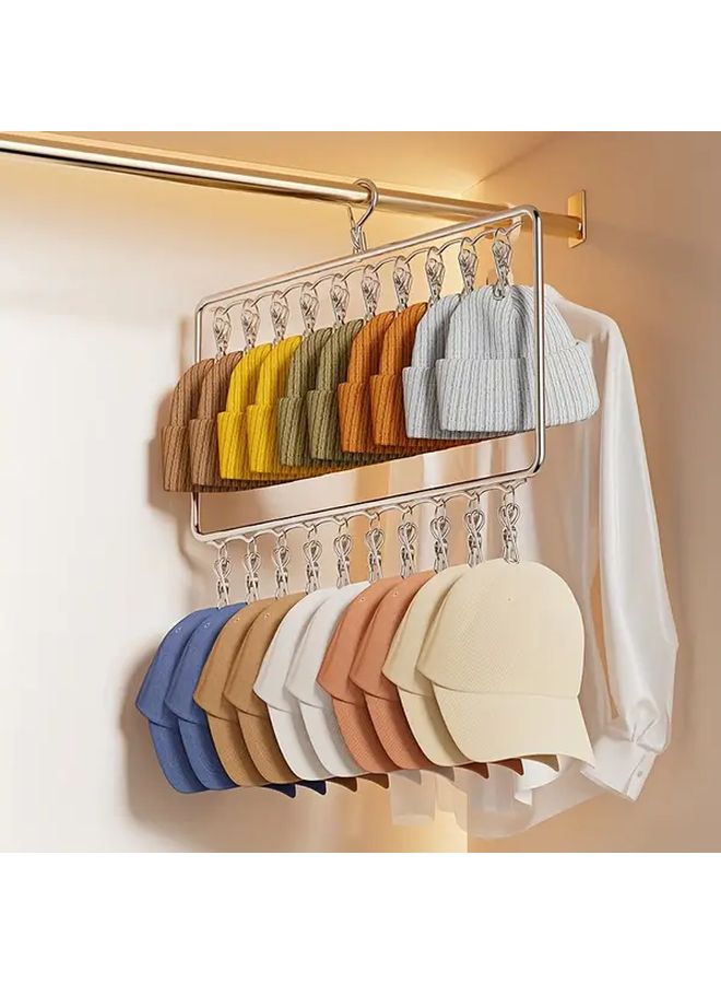 Heavy Duty Stainless Steel 2 Tier 3 Tier Hat Sox Underwear Organizer With 20 Clips - Image 1